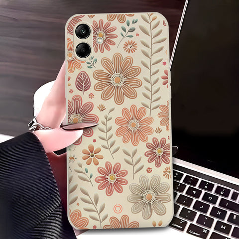 Samsung Galaxy M13 5G Cover - Off White - D4 - ONation Floral Series - HQ Liquid Silicone Soft Case