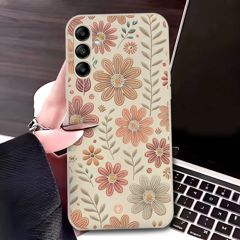 Samsung Galaxy A24 4G Cover - Off White - D4 - ONation Floral Series - HQ Liquid Silicone Soft Case