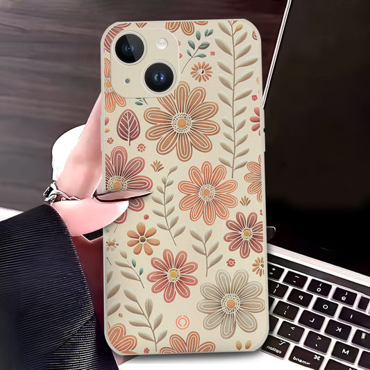 iPhone 14 Plus Cover - Off White - D4 - ONation Floral Series - HQ Liquid Silicone Soft Case