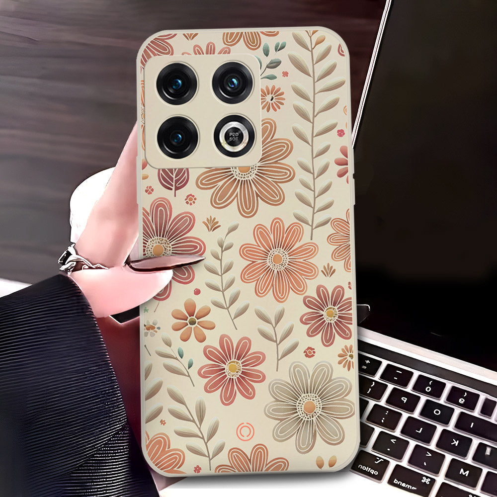 OnePlus 10 Pro Cover - Off White - D4 - ONation Floral Series - HQ Liquid Silicone Soft Case