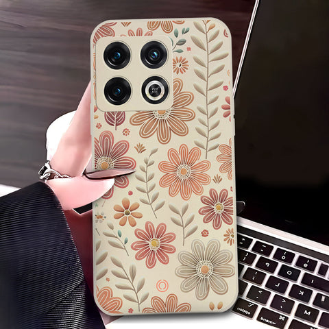 OnePlus 10 Pro Cover - Off White - D4 - ONation Floral Series - HQ Liquid Silicone Soft Case