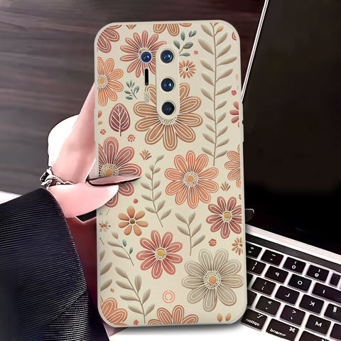 OnePlus 8 Pro Cover - Off White - D4 - ONation Floral Series - HQ Liquid Silicone Soft Case