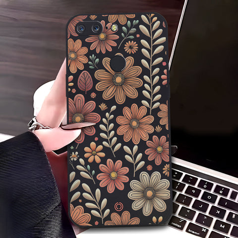 OnePlus 5T Cover - Black - D4 - ONation Floral Series - HQ Liquid Silicone Soft Case