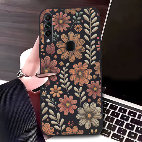 Oppo A31 Cover - Black - D4 - ONation Floral Series - HQ Liquid Silicone Soft Case
