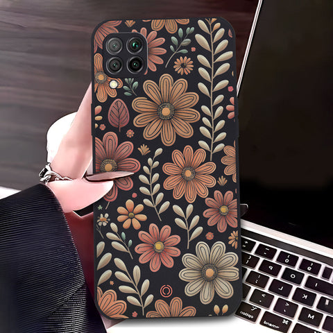 Huawei P40 Lite 5G Cover - Black - D4 - ONation Floral Series - HQ Liquid Silicone Soft Case