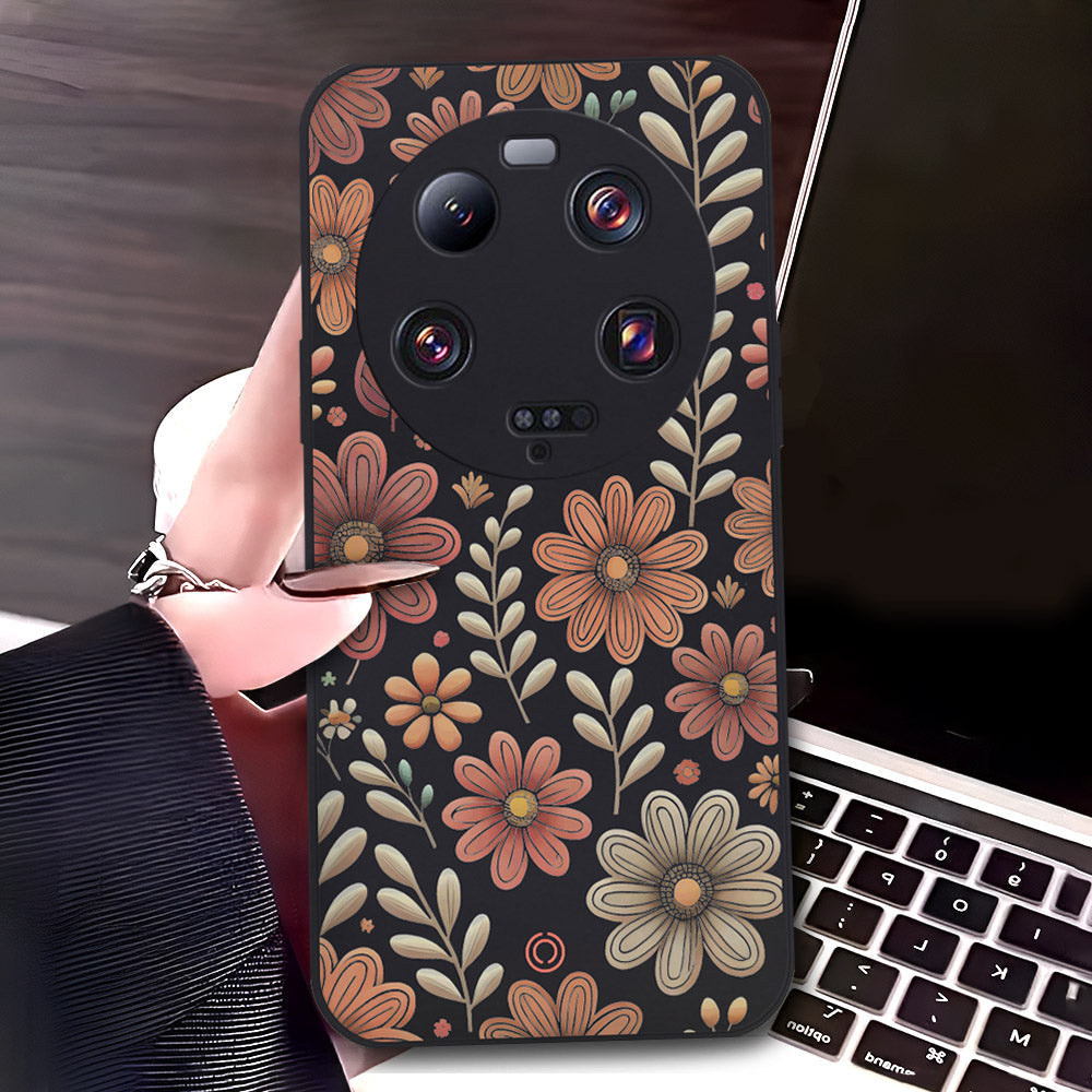 Xiaomi 13 Ultra Cover - Black - D4 - ONation Floral Series - HQ Liquid Silicone Soft Case