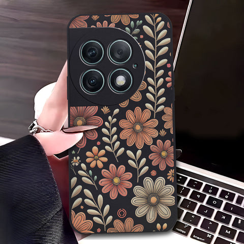 OnePlus Ace 2 Pro Cover - Black - D4 - ONation Floral Series - HQ Liquid Silicone Soft Case