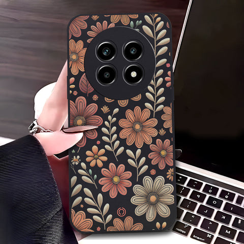 Realme 13 Pro  Cover - Black - D4 - ONation Floral Series - HQ Liquid Silicone Soft Case