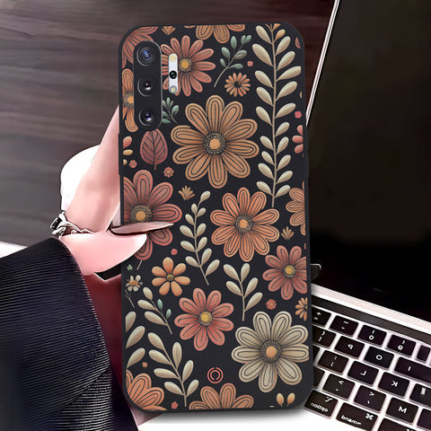 Samsung Galaxy Note 10 Plus Cover - Black - D4 - ONation Floral Series - HQ Liquid Silicone Soft Case