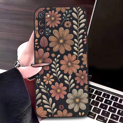 Samsung Galaxy Note 10 Cover - Black - D4 - ONation Floral Series - HQ Liquid Silicone Soft Case