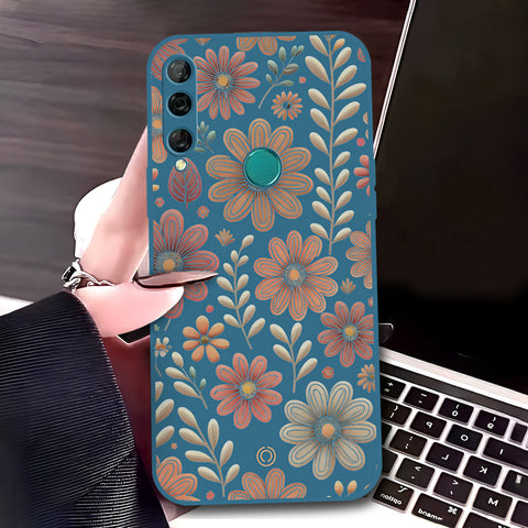Huawei Y9 Prime 2019 Cover - Blue - D4 - ONation Floral Series - HQ Liquid Silicone Soft Case