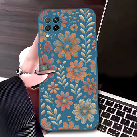 Huawei P40 Lite 5G Cover - Blue - D4 - ONation Floral Series - HQ Liquid Silicone Soft Case