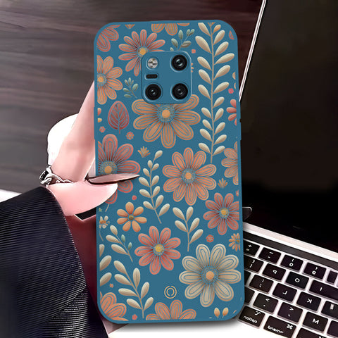 Huawei Mate 20 Pro Cover - Blue - D4 - ONation Floral Series - HQ Liquid Silicone Soft Case