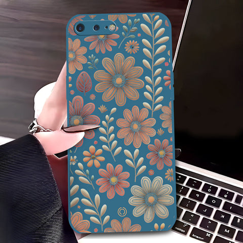iPhone 8 Plus / 7 Plus Cover - Blue - D4 - ONation Floral Series - HQ Liquid Silicone Soft Case