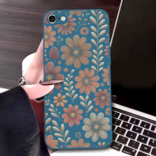 iPhone 6s Plus / 6 Plus Cover - Blue - D4 - ONation Floral Series - HQ Liquid Silicone Soft Case