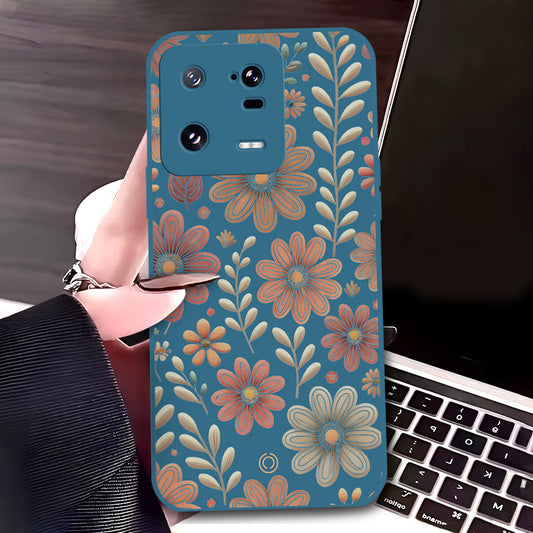 Xiaomi 13 Pro Cover - Blue - D4 - ONation Floral Series - HQ Liquid Silicone Soft Case