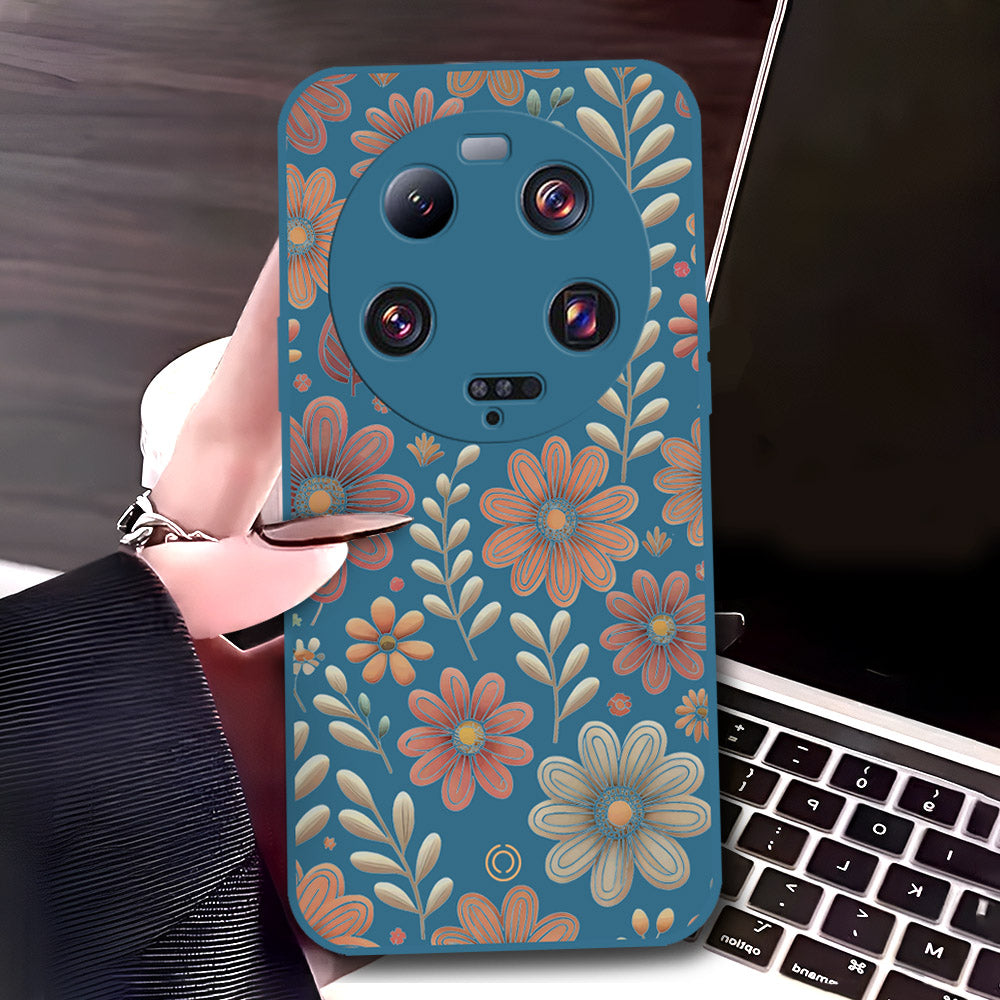 Xiaomi 13 Ultra Cover - Blue - D4 - ONation Floral Series - HQ Liquid Silicone Soft Case