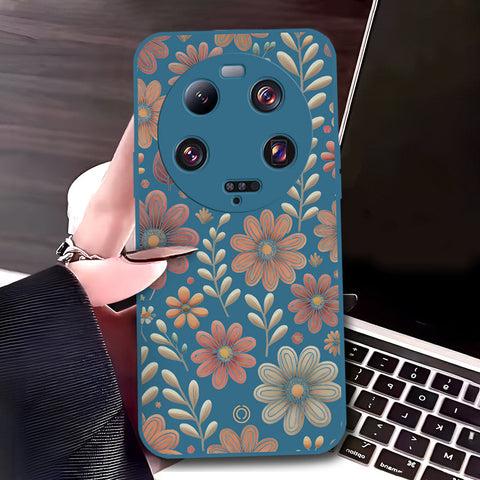 Xiaomi 13 Ultra Cover - Blue - D4 - ONation Floral Series - HQ Liquid Silicone Soft Case
