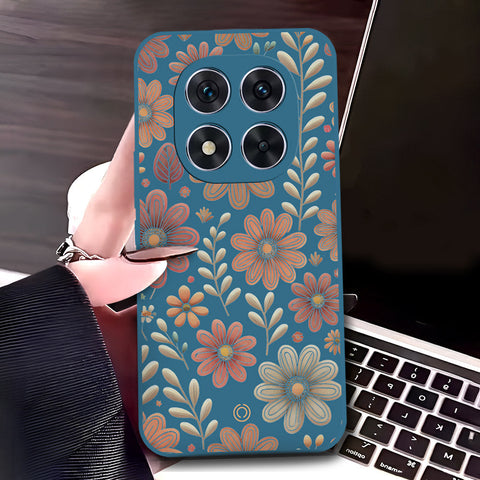 Xiaomi Redmi Note 14 Pro Plus 5G Cover - Blue - D4 - ONation Floral Series - HQ Liquid Silicone Soft Case