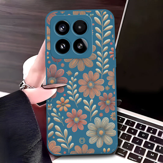 Xiaomi 15 Cover - Blue - D4 - ONation Floral Series - HQ Liquid Silicone Soft Case