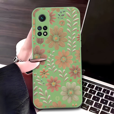 Xiaomi Redmi K30S Cover - Light Green - D4 - ONation Floral Series - HQ Liquid Silicone Soft Case