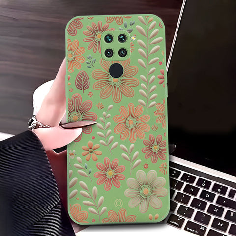 Xiaomi Redmi 10X 4G Cover - Light Green - D4 - ONation Floral Series - HQ Liquid Silicone Soft Case