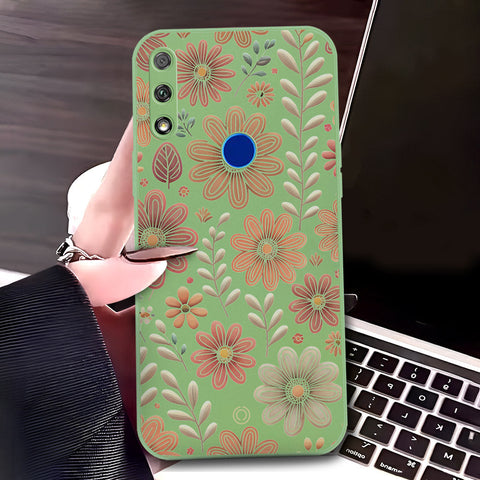 Honor 9X Cover - Light Green - D4 - ONation Floral Series - HQ Liquid Silicone Soft Case