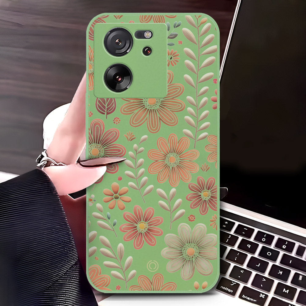 Xiaomi Redmi K60 Ultra Cover - Light Green - D4 - ONation Floral Series - HQ Liquid Silicone Soft Case