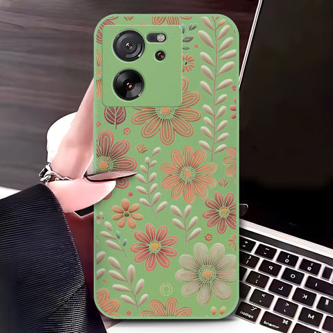 Xiaomi Redmi K60 Ultra Cover - Light Green - D4 - ONation Floral Series - HQ Liquid Silicone Soft Case
