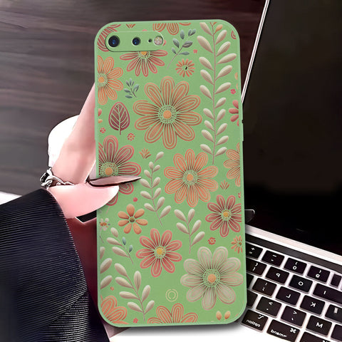iPhone 8 Plus / 7 Plus Cover - Light Green - D4 - ONation Floral Series - HQ Liquid Silicone Soft Case