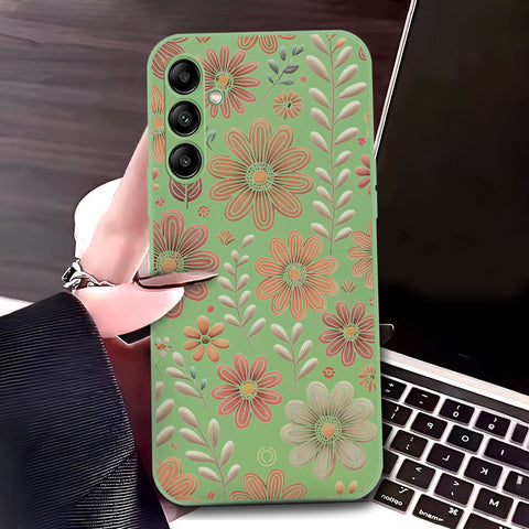 Samsung Galaxy A54 5G Cover - Light Green - D4 - ONation Floral Series - HQ Liquid Silicone Soft Case