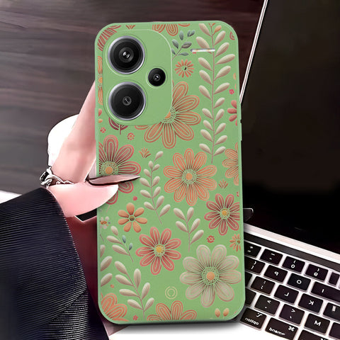 Oppo Reno 11 5G Cover - Light Green - D4 - ONation Floral Series - HQ Liquid Silicone Soft Case