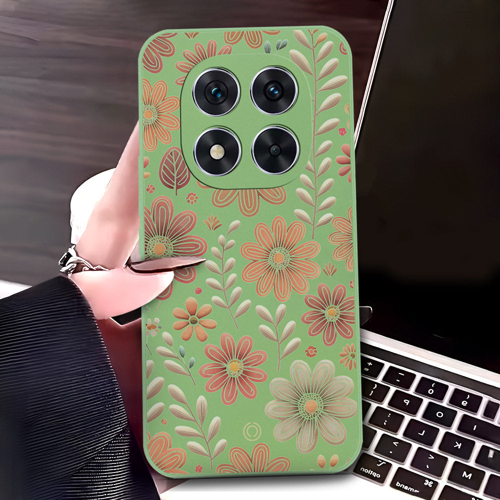 Xiaomi Redmi Note 14 Pro Plus 5G Cover - Light Green - D4 - ONation Floral Series - HQ Liquid Silicone Soft Case