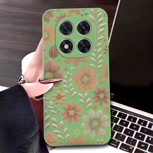 Xiaomi Redmi Note 14 Pro Plus 5G Cover - Light Green - D4 - ONation Floral Series - HQ Liquid Silicone Soft Case
