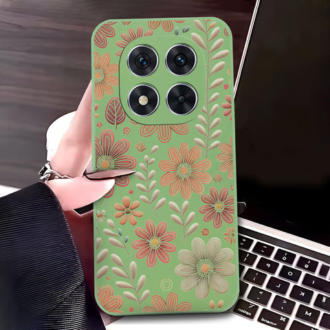 Xiaomi Redmi Note 14 Pro Plus 5G Cover - Light Green - D4 - ONation Floral Series - HQ Liquid Silicone Soft Case
