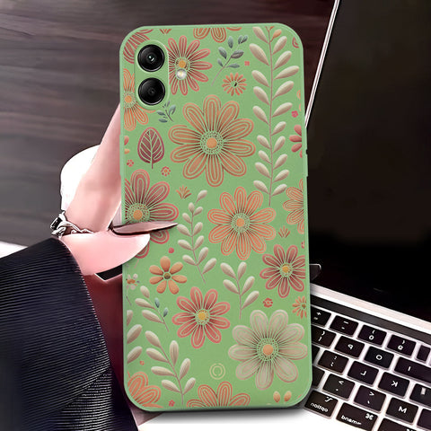 Samsung Galaxy M13 5G Cover - Light Green - D4 - ONation Floral Series - HQ Liquid Silicone Soft Case