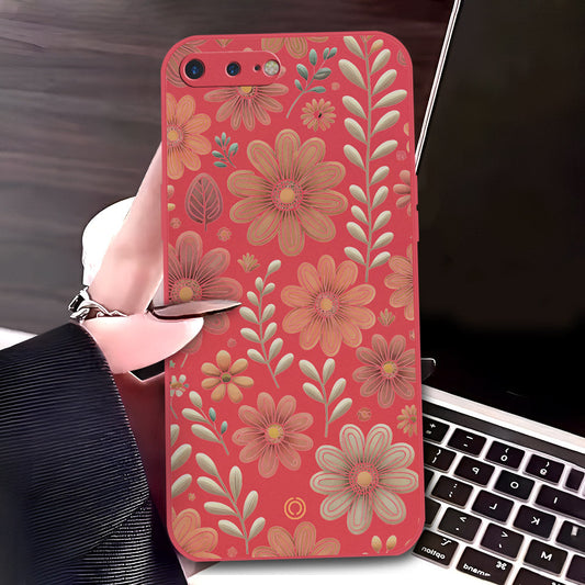 iPhone 8 Plus / 7 Plus Cover - Red - D4 - ONation Floral Series - HQ Liquid Silicone Soft Case
