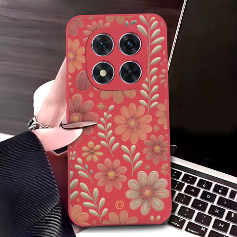 Xiaomi Redmi Note 14 Pro Plus 5G Cover - Red - D4 - ONation Floral Series - HQ Liquid Silicone Soft Case