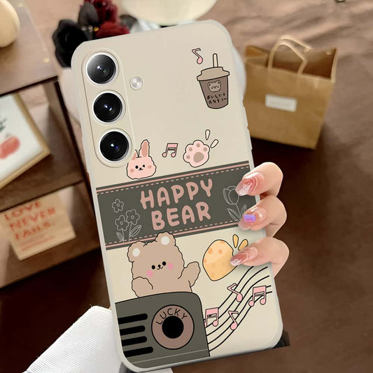 Samsung Galaxy A16 5G Cover - Off White - D1 - ONation Happy Cute Series - HQ Liquid Silicone Soft Case
