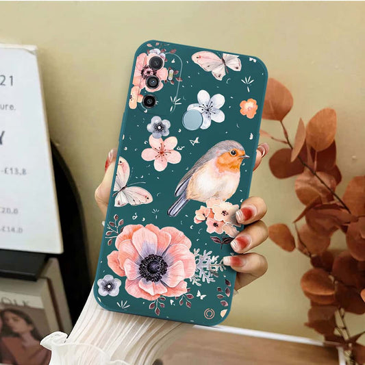 Oppo A53s Cover - Dark Green - D1 - ONation Nature Floral Series - HQ Liquid Silicone Soft Case
