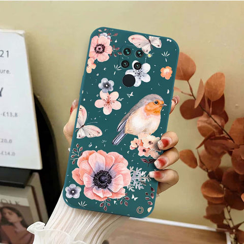 Xiaomi Redmi 10X 4G Cover - Dark Green - D1 - ONation Nature Floral Series - HQ Liquid Silicone Soft Case