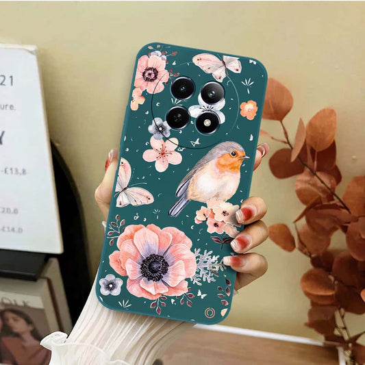 Realme 12x Cover - Dark Green - D1 - ONation Nature Floral Series - HQ Liquid Silicone Soft Case