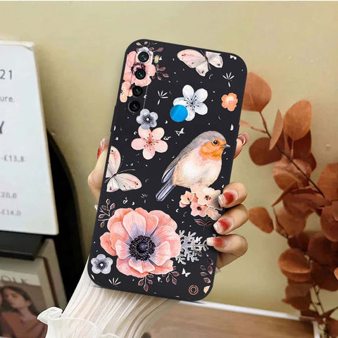 Xiaomi Redmi Note 8 2021 Cover - Black - D1 - ONation Nature Floral Series - HQ Liquid Silicone Soft Case