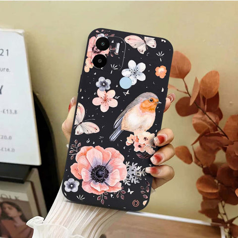 Xiaomi Poco C50 Cover - Black - D1 - ONation Nature Floral Series - HQ Liquid Silicone Soft Case