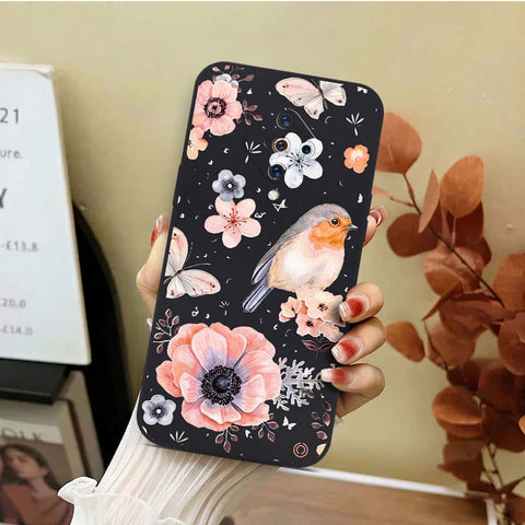 Vivo Y9s Cover - Black - D1 - ONation Nature Floral Series - HQ Liquid Silicone Soft Case