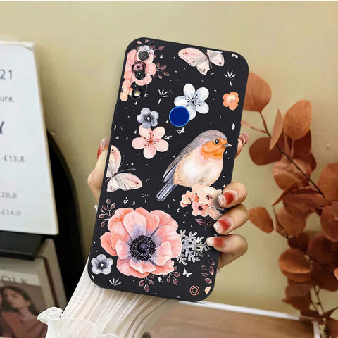 Honor 9X Cover - Black - D1 - ONation Nature Floral Series - HQ Liquid Silicone Soft Case