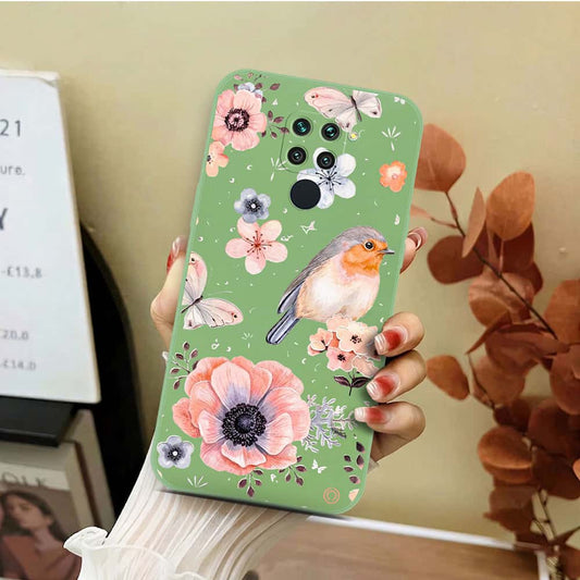Xiaomi Redmi 10X 4G Cover - Light Green - D1 - ONation Nature Floral Series - HQ Liquid Silicone Soft Case