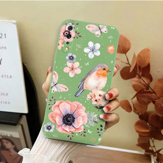 Vivo S1 Cover - Light Green - D1 - ONation Nature Floral Series - HQ Liquid Silicone Soft Case