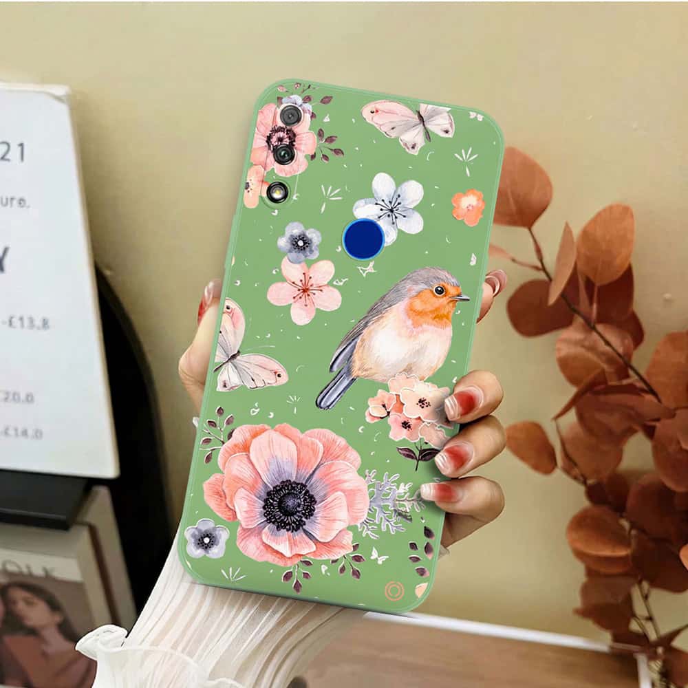 Honor 9X Cover - Light Green - D1 - ONation Nature Floral Series - HQ Liquid Silicone Soft Case