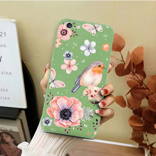 iPhone 6S / 6 Cover - Light Green - D1 - ONation Nature Floral Series - HQ Liquid Silicone Soft Case